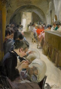 Kantklossen in Venetië door Anders Leonard Zorn